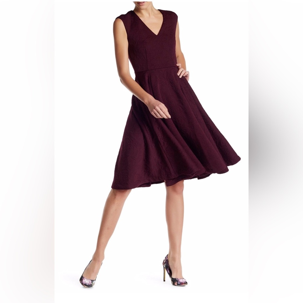 Ted Baker DHAMIRA Rhubarb Jacquard Sleeveless Cocktail Dress Size 0 XS Maroon